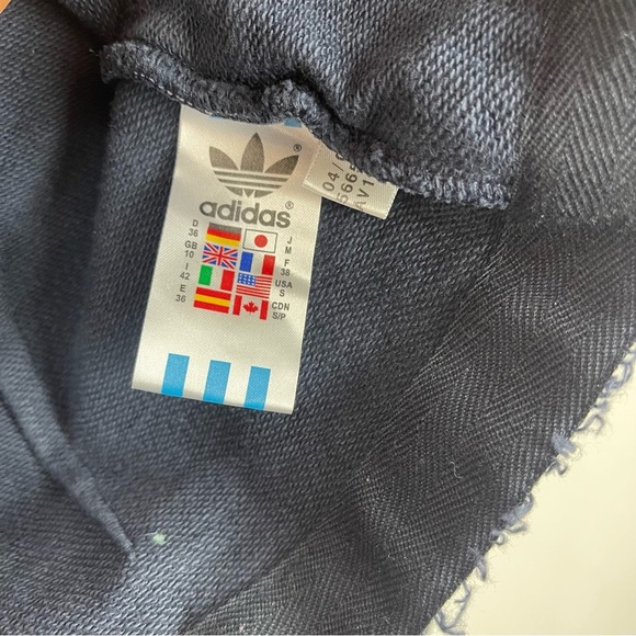 Vintage Adidas Logo Crest Blazer Jacket Navy Blue Women's Size Small Distressed - Picture 8 of 10